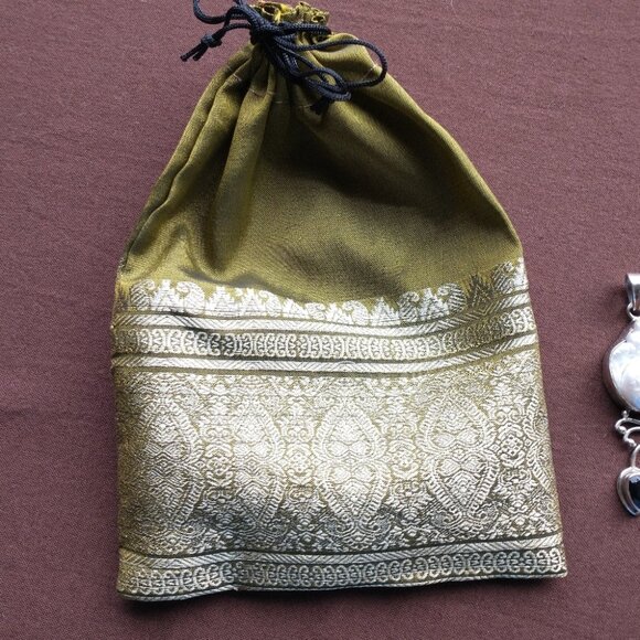 Handmade White, Black, and Silver Pendant for Necklace - Includes Drawstring Bag - Picture 11 of 11